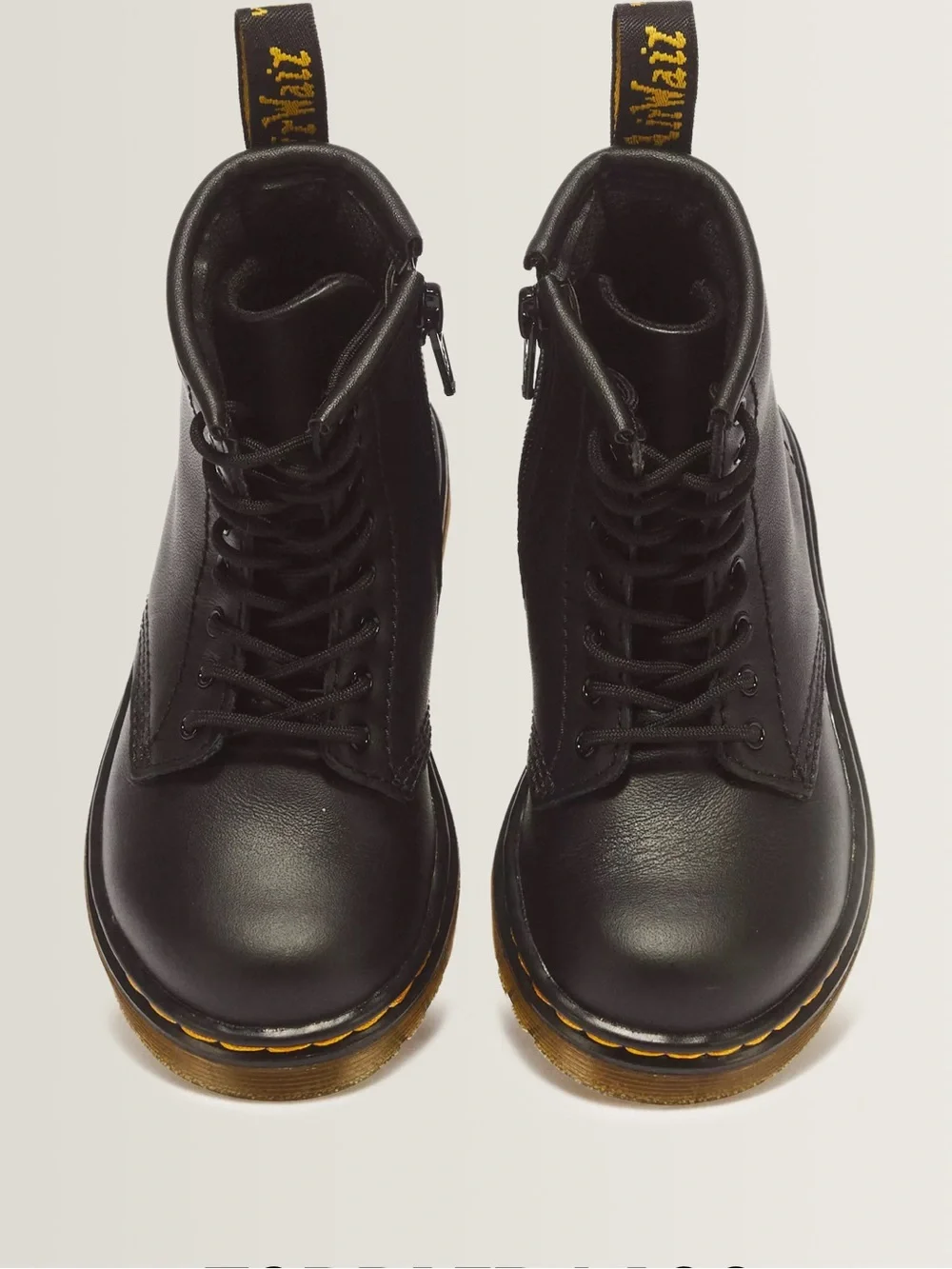 Dr. Martens Toddler 1460 Black Leather Lace-Up Boots with Yellow Stitching Sz 9